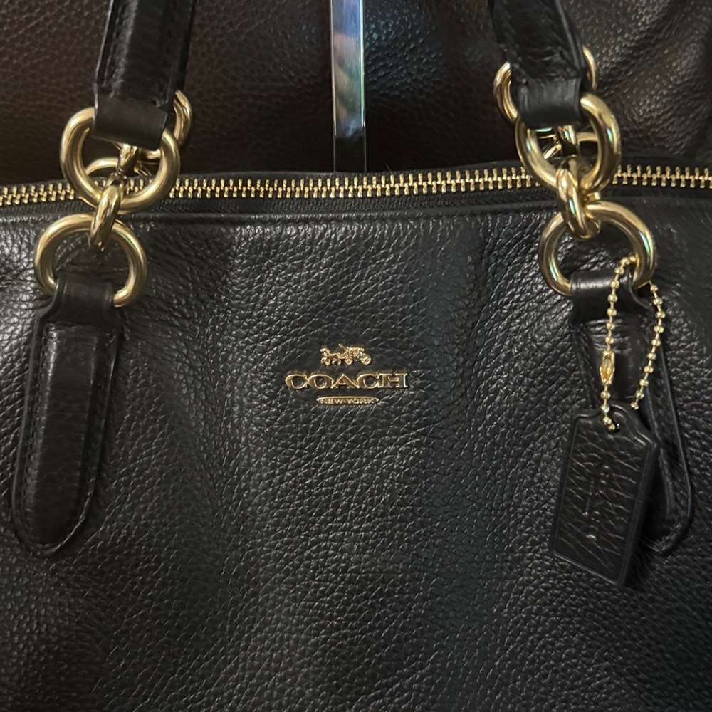 Coach Black Leather F30565 2-Way Tote Bag - Picture 6 of 15